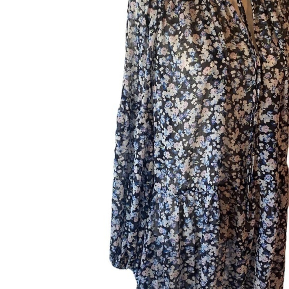 H&M Floral Midi Long Sleeve Dress Boho  Size XL - Picture 3 of 7